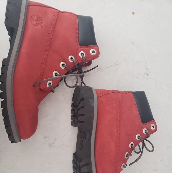 Timberland Red Leather Boot W Size 7 M Size 5 - Picture 4 of 6
